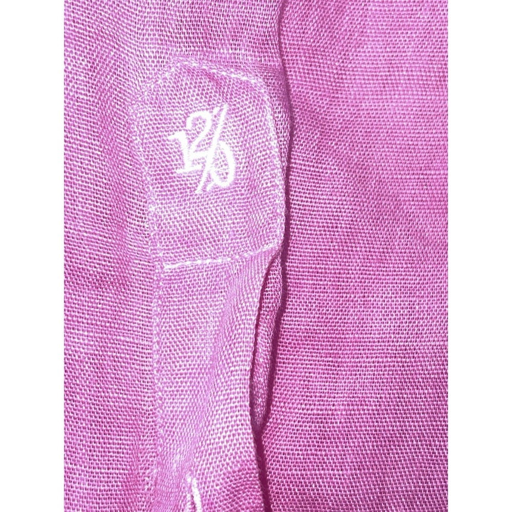 120 lLno shirt Men's XL Long Sleeve Button‎ up Pink Linen Pocket 100% Linen - Picture 12 of 16